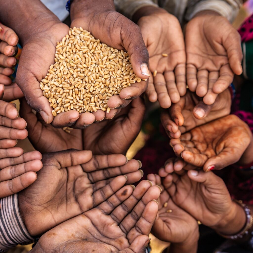 Poor Indian children asking for food, India